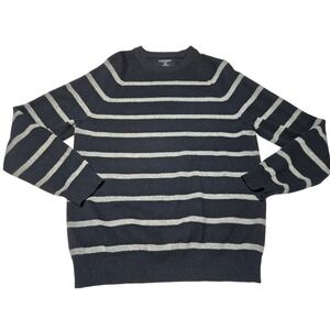 Express Striped Lambswool Sweater Crew Neck‎ Navy Men's L